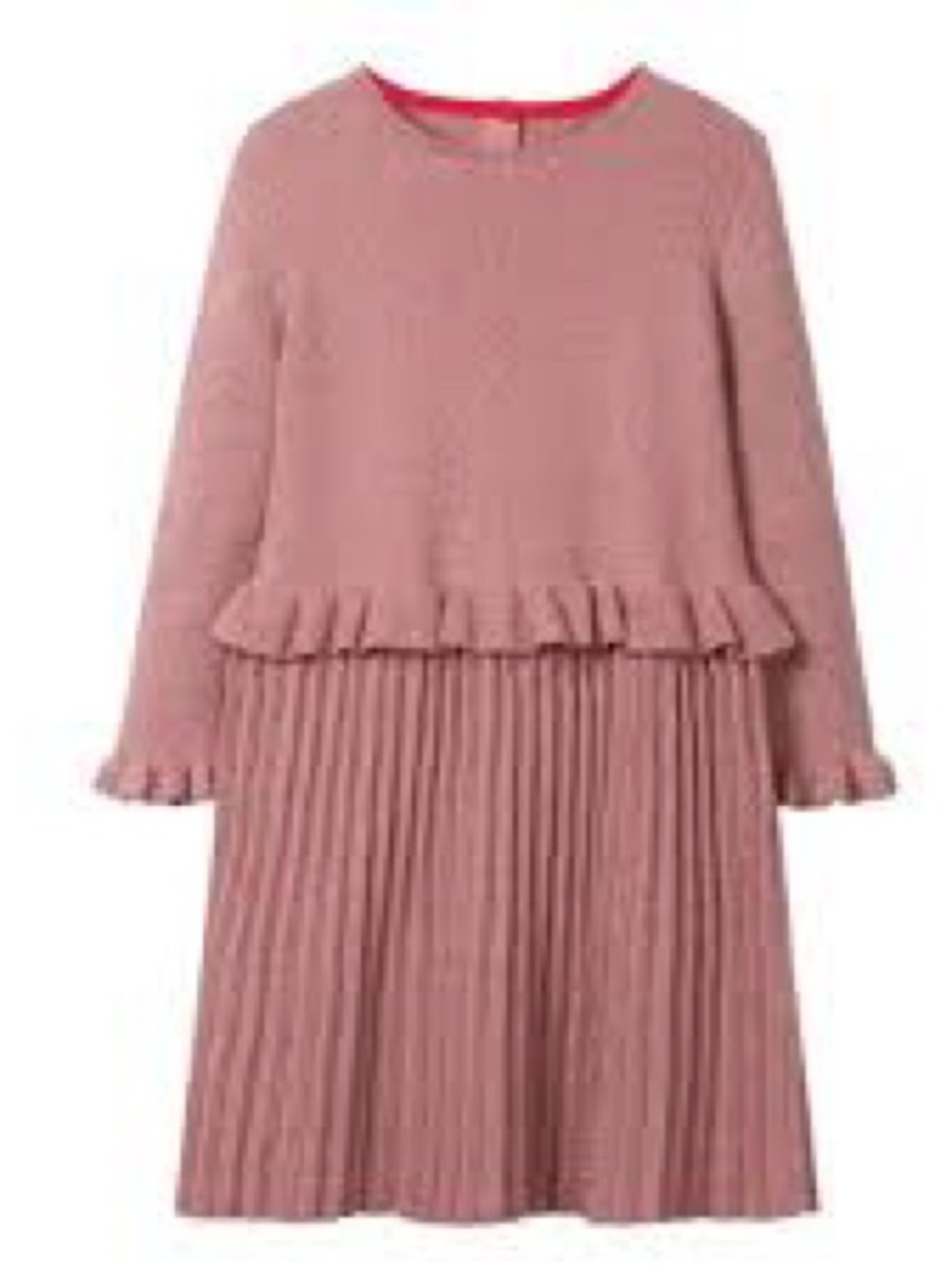Mini Boden Rose Pink Long-Sleeve Ruffle Pleated Dress 9-10y EUC